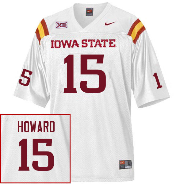 Men #15 Trevon Howard Iowa State Cyclones College Football Jerseys Sale-White